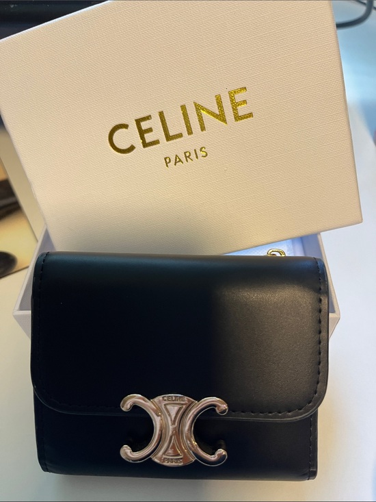 Celine Accessories - Black Mini Wallet with Gold Hardware